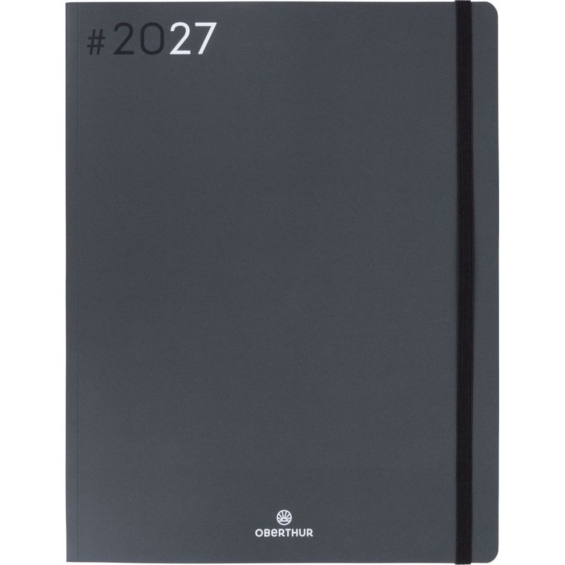 3664447232362-Agenda Flex - 1 semaine sur 2 pages - 22 x 28 cm - gris - Oberthur--0