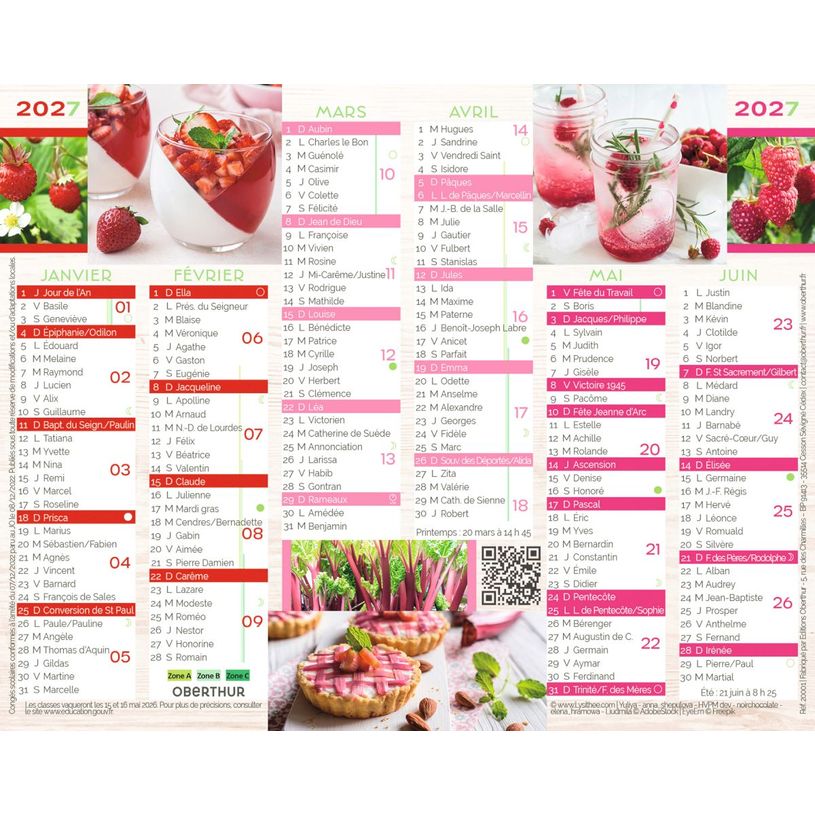 3664447231686-Mini calendrier illustré - 6 mois par face - 13,5 x 17,5 cm - différents modèles disponibles - Obert--4