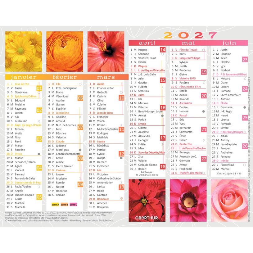 3664447231686-Mini calendrier illustré - 6 mois par face - 13,5 x 17,5 cm - différents modèles disponibles - Obert--6