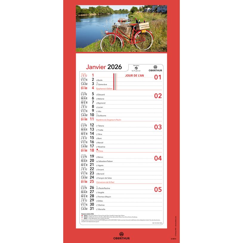 3664447209982-Calendrier mensuel en papier sur plaque illustrée - 16 x 33 cm - différents modèles disponibles - Ob--5