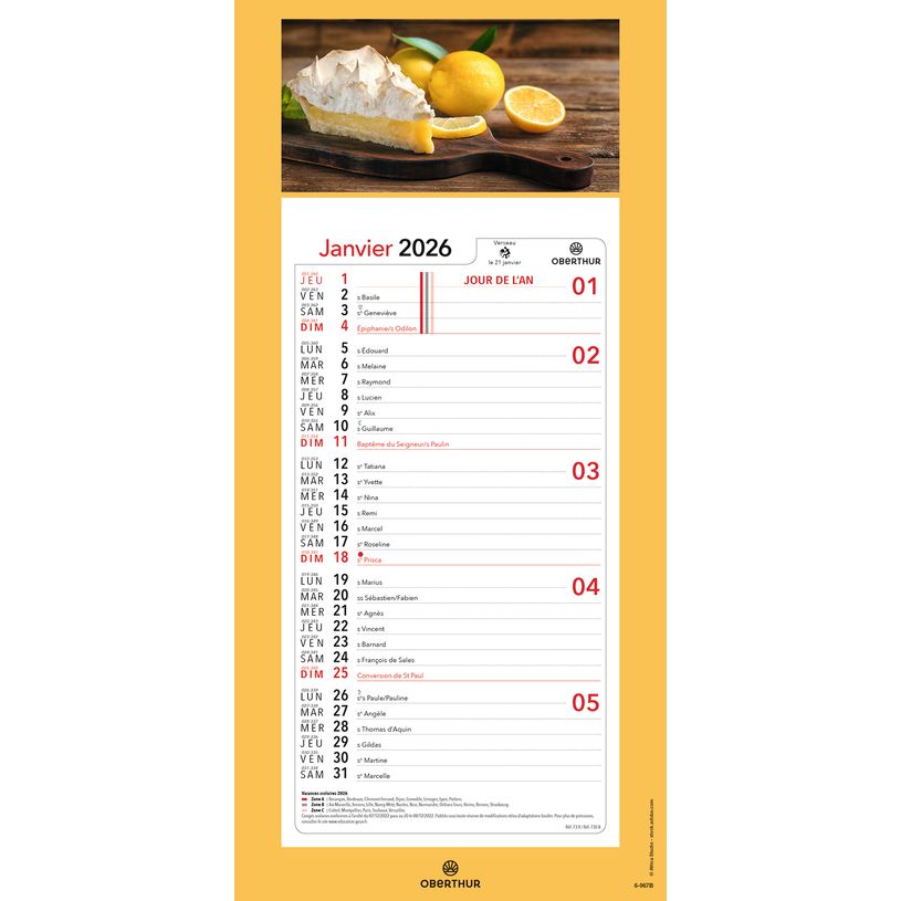 3664447209982-Calendrier mensuel en papier sur plaque illustrée - 16 x 33 cm - différents modèles disponibles - Ob--6