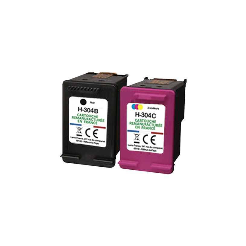 3584770629052-Cartouche remanufacturée HP 304 - pack de 2 - noir, cyan, magenta, jaune - Uprint--1