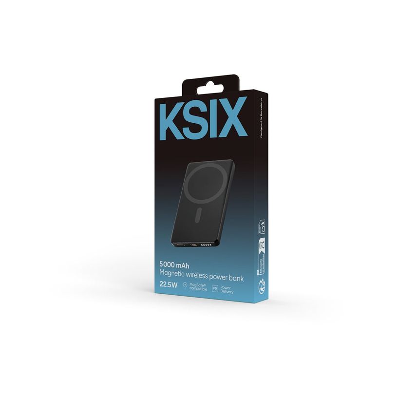 8427542132518-KSIX - Banque d'alimentation - MagSafe compatible, USB-A to USB-C cable, simultaneous charging - 5000 mAh - 20 Watt - 3 A - PD (24 pin USB-C) -P_405186161_1-5