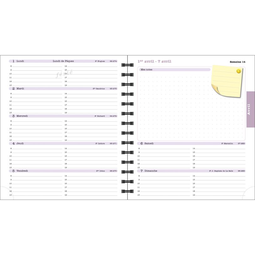 3660942085977-Agenda de bureau Dodo&Cath Lady 18S spiralé - 1 semaine sur 2 pages - 15 x 17 cm - Tout e-P_405186227_4-3