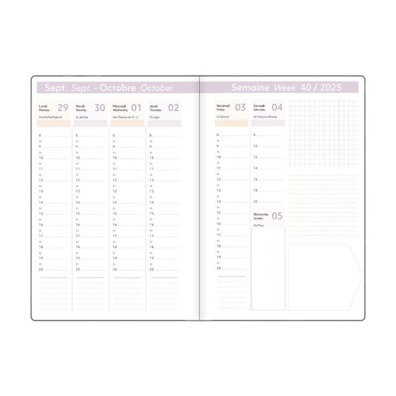 3664447208244-Agenda Astoria - 1 semaine sur 2 pages - 17 x 24,5 cm - noir - Oberthur-P_405186300_1-4