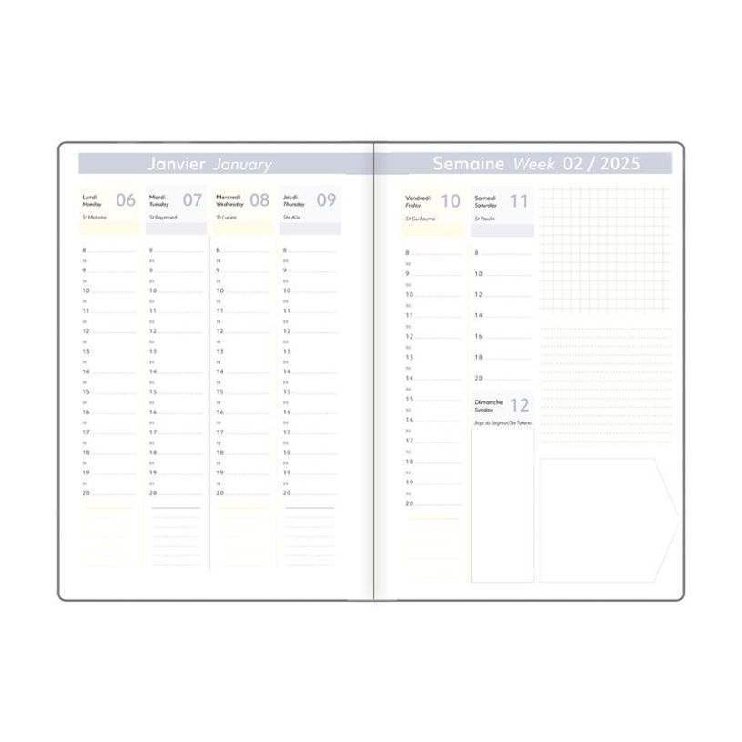 3664447208244-Agenda Astoria - 1 semaine sur 2 pages - 17 x 24,5 cm - noir - Oberthur-P_405186300_2-3