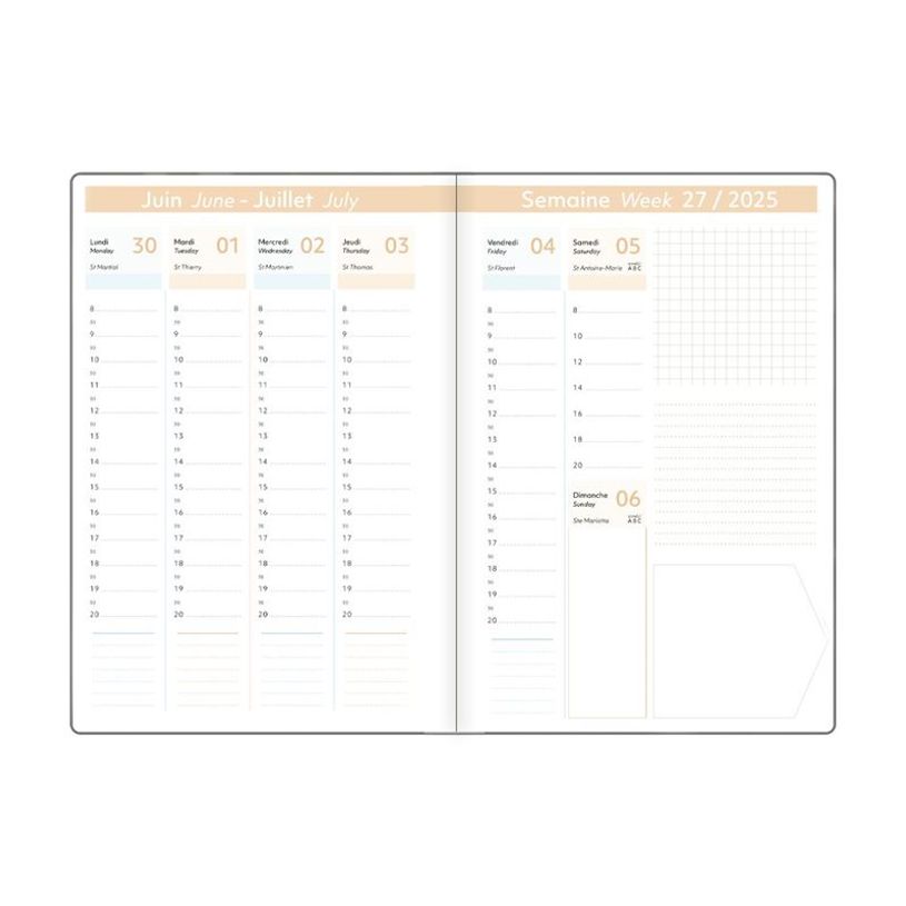 3664447208244-Agenda Astoria - 1 semaine sur 2 pages - 17 x 24,5 cm - noir - Oberthur-P_405186300_4-5
