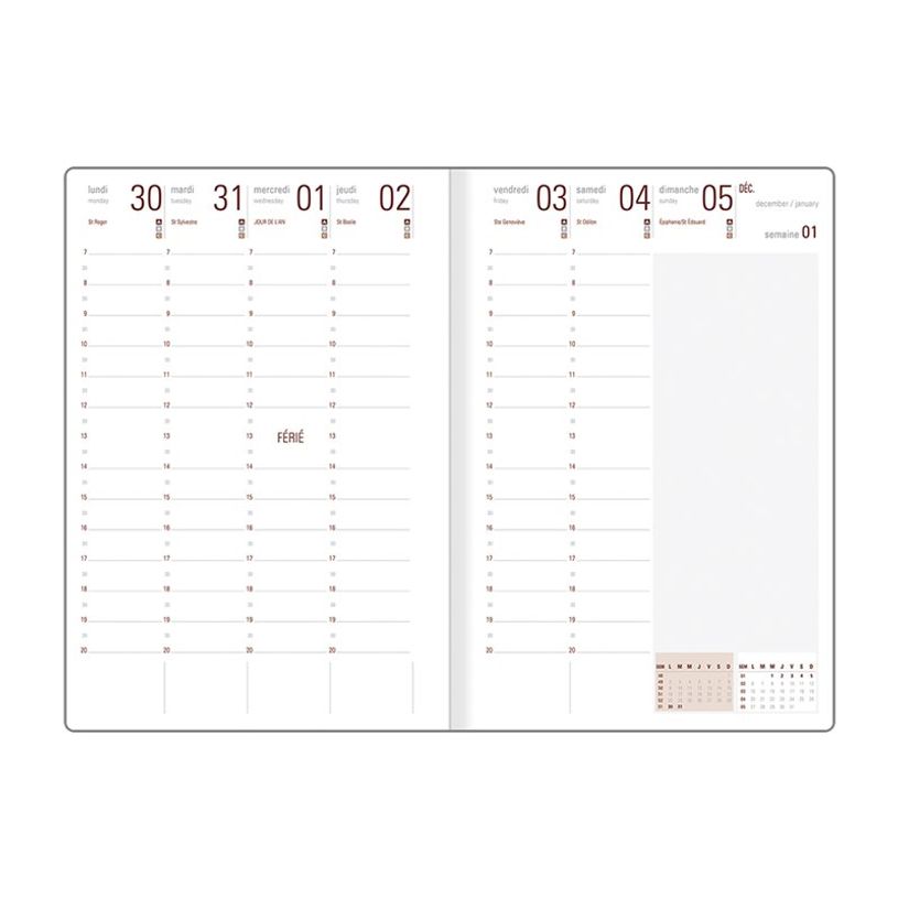 3664447231242-Agenda à spirale Portland - 1 semaine sur 2 pages - 17 x 24,5 cm - gris - Oberthur-P_405186399_1-2