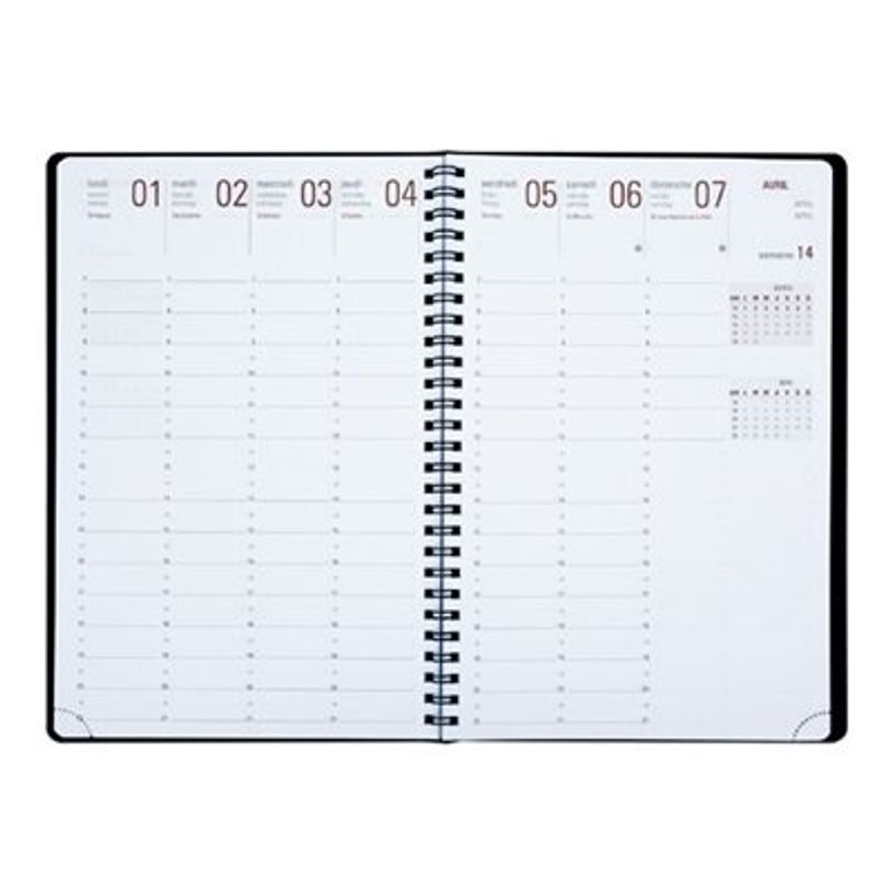 3664447231242-Agenda à spirale Portland - 1 semaine sur 2 pages - 17 x 24,5 cm - gris - Oberthur-P_405186399_2-1
