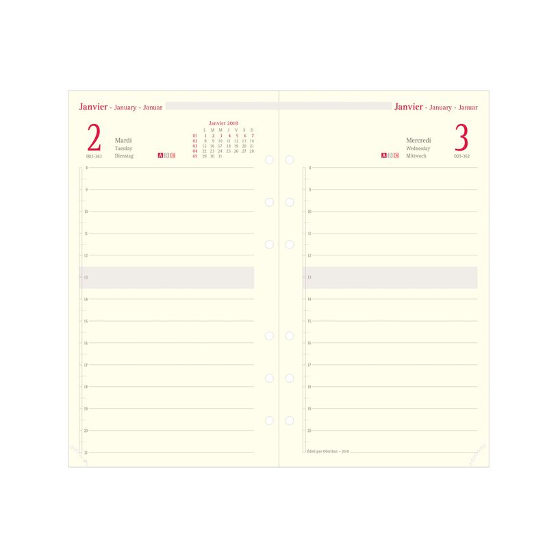 3664447232959-Oberthur - Recharge pour organiseur - 1 jour par page - 9,5 x 19,5 cm-P_405186417_2-1