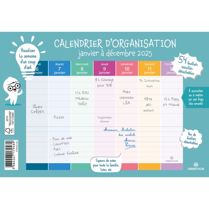 3664447179469-Planning hebdomadaire - 18 x 23 cm - Oberthur-P_405186495_1-0