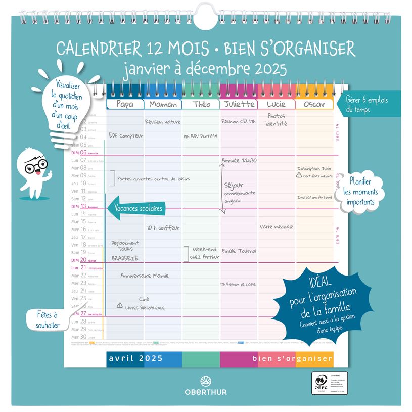 3664447177977-Calendrier mensuel d'organisation - 30 x 30 cm - Oberthur-P_405186496_1-0