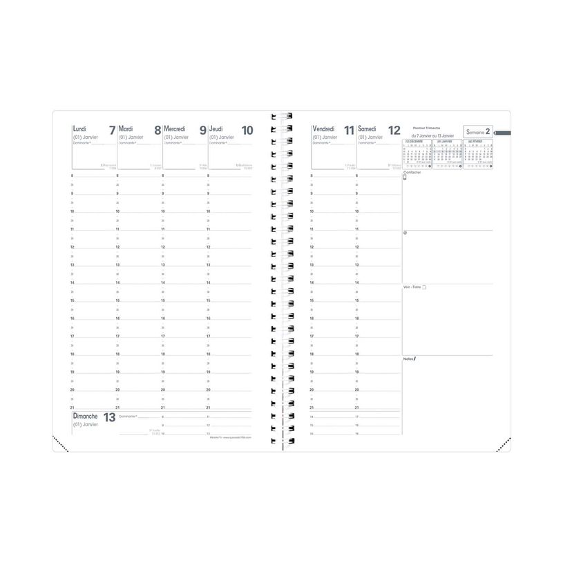 3371010514700-Quo Vadis - Agenda - Spiralé - 2025 - Ministre S - Semainier Planning - Français - Impala - Rouge - 13 mois de décembre à décembre - 16x24 cm - Papier Clairefontaine blanc - Fabri--1