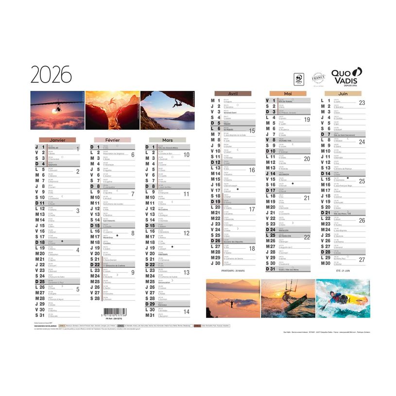 3371010517756-Quo Vadis - Calendrier éphéméride - 2025 - Français - Fantaisie - Multicolore - 12 mois de janvier à décembre - 27x21 cm - Papier Clairefontaine blanc - Fabri--0