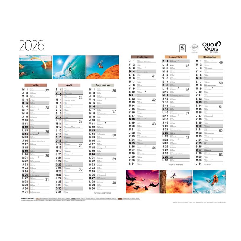 3371010517756-Quo Vadis - Calendrier éphéméride - 2025 - Français - Fantaisie - Multicolore - 12 mois de janvier à décembre - 27x21 cm - Papier Clairefontaine blanc - Fabri--1