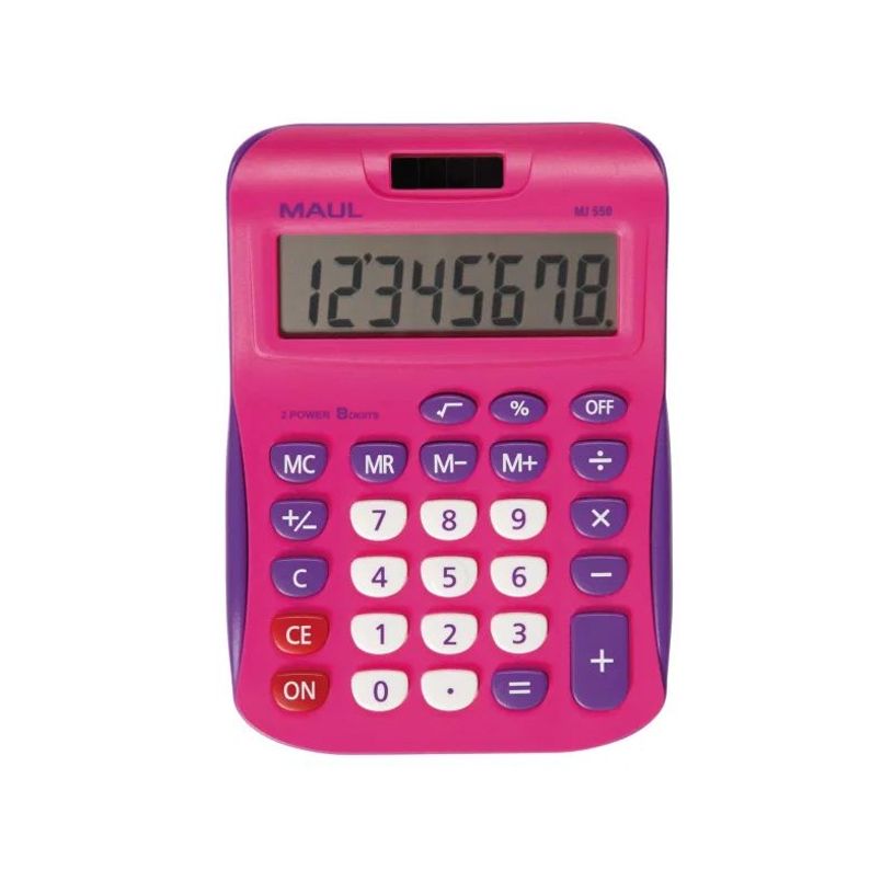 4002390085359-MAUL MJ 550  - Calculatrice solaire - 8 chiffres - rose--0