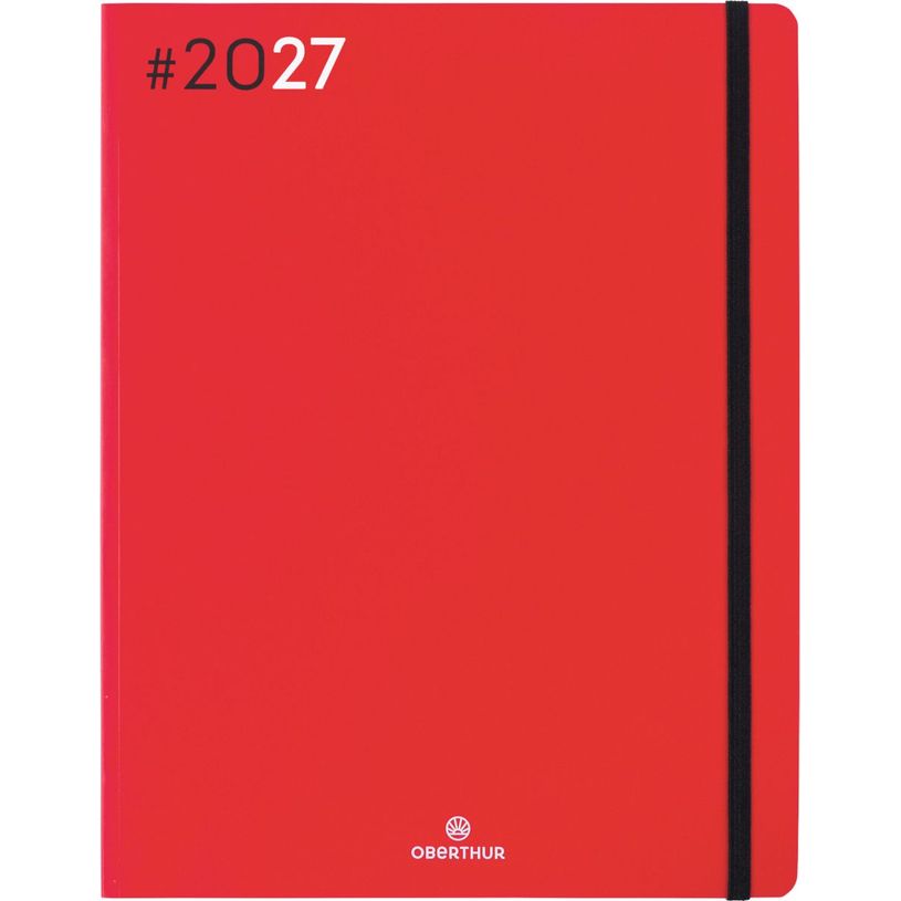 3664447232386-Agenda Flex - 1 semaine sur 2 pages - 22 x 28 cm - rouge - Oberthur--0