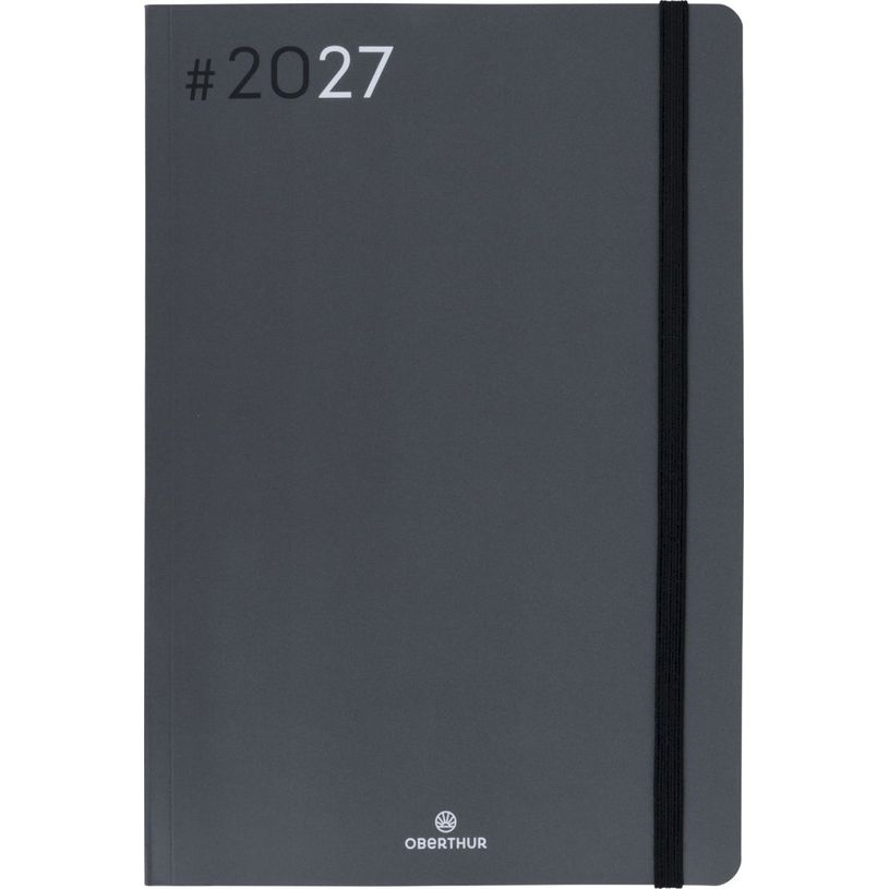 3664447232416-Agenda Flex - 1 semaine sur 2 pages - 17 x 24,5 cm - gris - Oberthur--0
