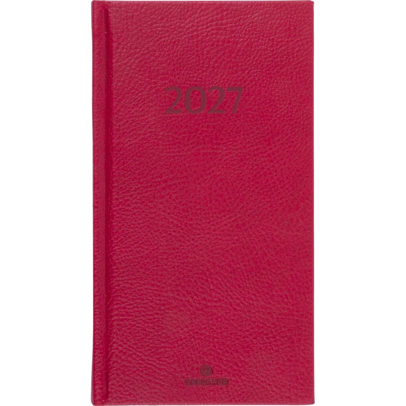 3664447232010-Agenda London - 1 semaine sur 2 pages - 9,5 x 17,5 cm - rouge - Oberthur--0