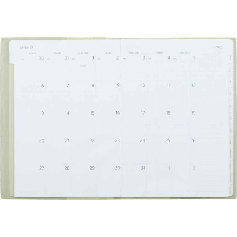 3664447230023-Agenda Feroe - la semaine sur 1 page et une page de note - 15 x 21 cm - or - Oberthur--1