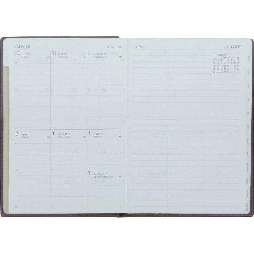 3664447230030-Agenda Feroe - la semaine sur 1 page et une page de note - 15 x 21 cm - bordeaux - Oberthur--1