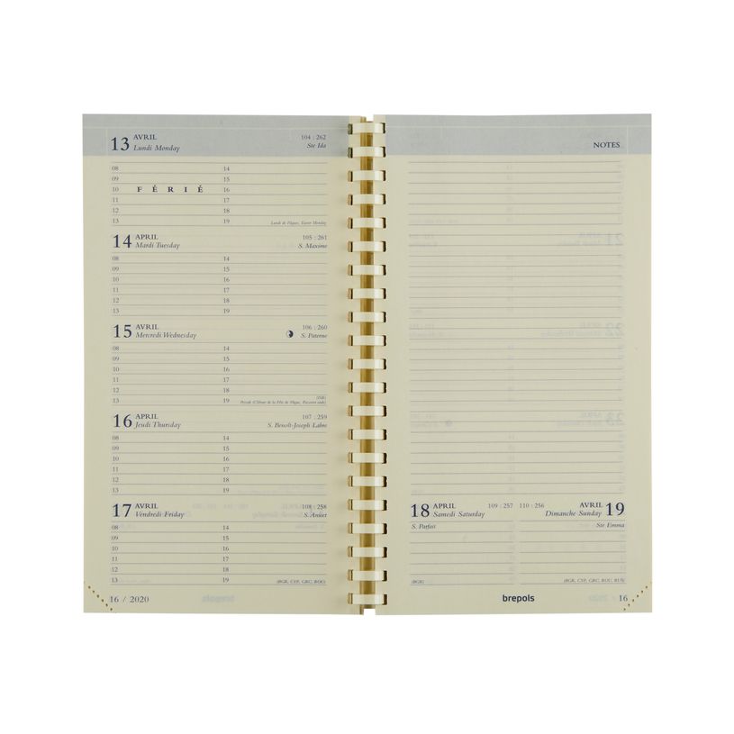 5412303104166-Agenda de poche spiralé Notaplan - 1 semaine sur 2 pages - 9 x 16 cm - recharge - Brepols-P_405187192_1-0