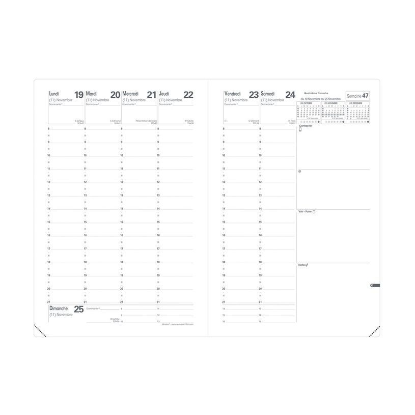 3371010516100-Quo Vadis Colette Minister - Agenda - 2025 - semainier - standard / M - 160 x 240 mm - portrait - papier blanc - couverture ble-P_405187246_1-5