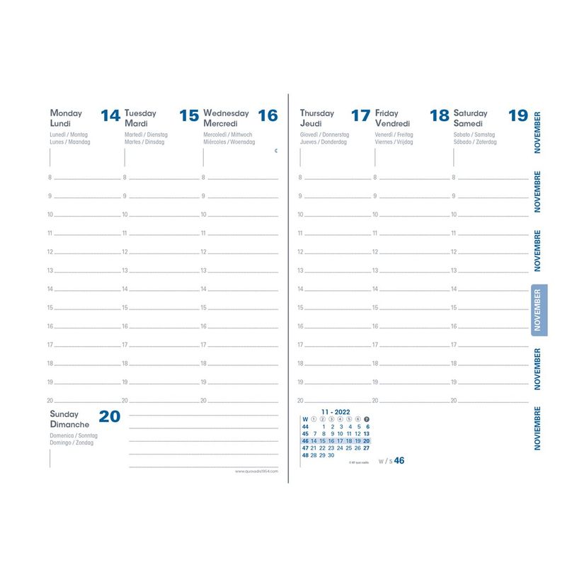 3371010513840-Quo Vadis - Agenda - Affaires Recyclé - Semainier Planning - Multilingue - Harmony - Bleu - 12 mois de janvier à décembre - 10x15 cm - Papier Clairefontaine rec-P_405187258_1-6