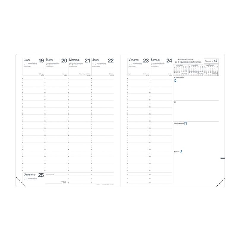 3371010513093-Quo Vadis - Agenda - 2025 - Président - Semainier Planning - Français - Club - Marron - 13 mois de décembre à décembre - 21x27 cm - Papier Clairefontaine -P_405187263_2-1
