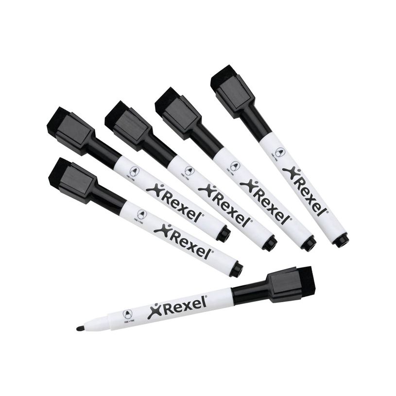 5028252603485-Rexel Joy - Pack de 6 marqueurs noirs pour tableau blanc - pointe fine-P_405187885_1-0