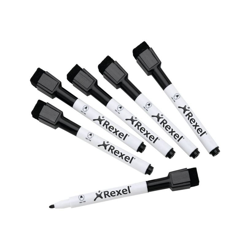 5028252603485-Rexel Joy - Pack de 6 marqueurs noirs pour tableau blanc - pointe fine-P_405187885_2-1