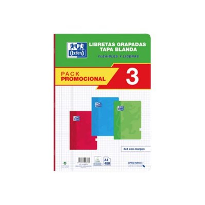 8412771053703-Oxford - Cahier de notes - A4 (210 x 297 mm) - 48 feuilles / 96 pages - carré (pack de 3)-P_405187929_1-0