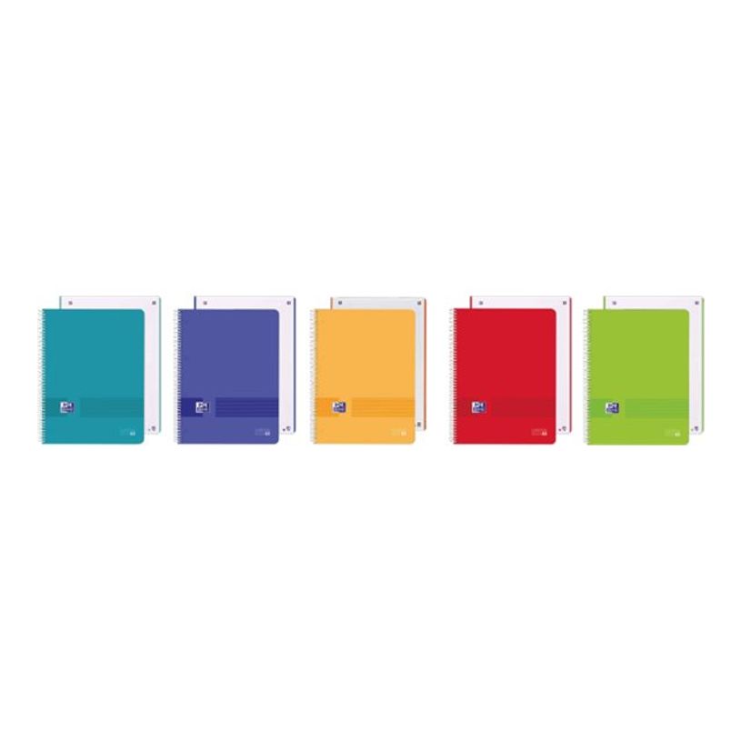 8412771051396-Oxford Live & Go European Book - Cahier de notes - reliure à spirale - A4 Plus - 80 feuilles / 160 pages - petits carreaux - turquoise, pêche, bleu marine, rouge-P_405187934_1-0