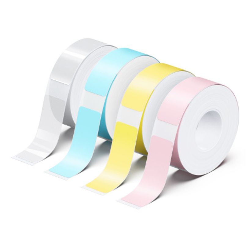 3584770436988-Uprint - 4 rouleaux de 180 étiquettes pour étiqueteuse Stick Easy UP21 - transparent et pastel - 14 x--0