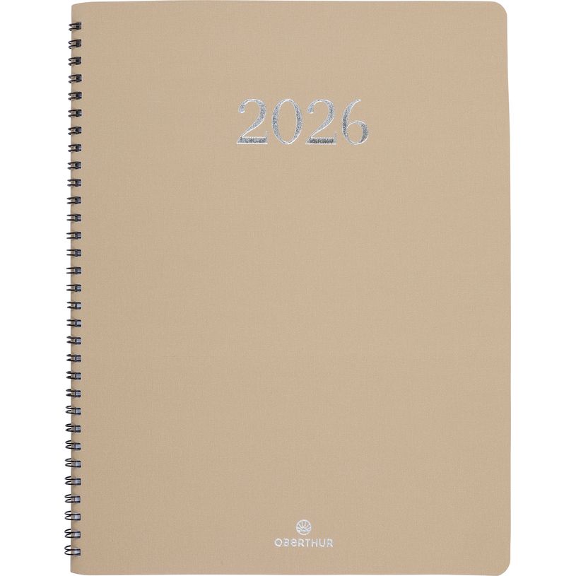 3664447208404-Agenda spiralé Galway - 1 semaine sur 2 pages - 22 x 28 cm - olive - Oberthur--0