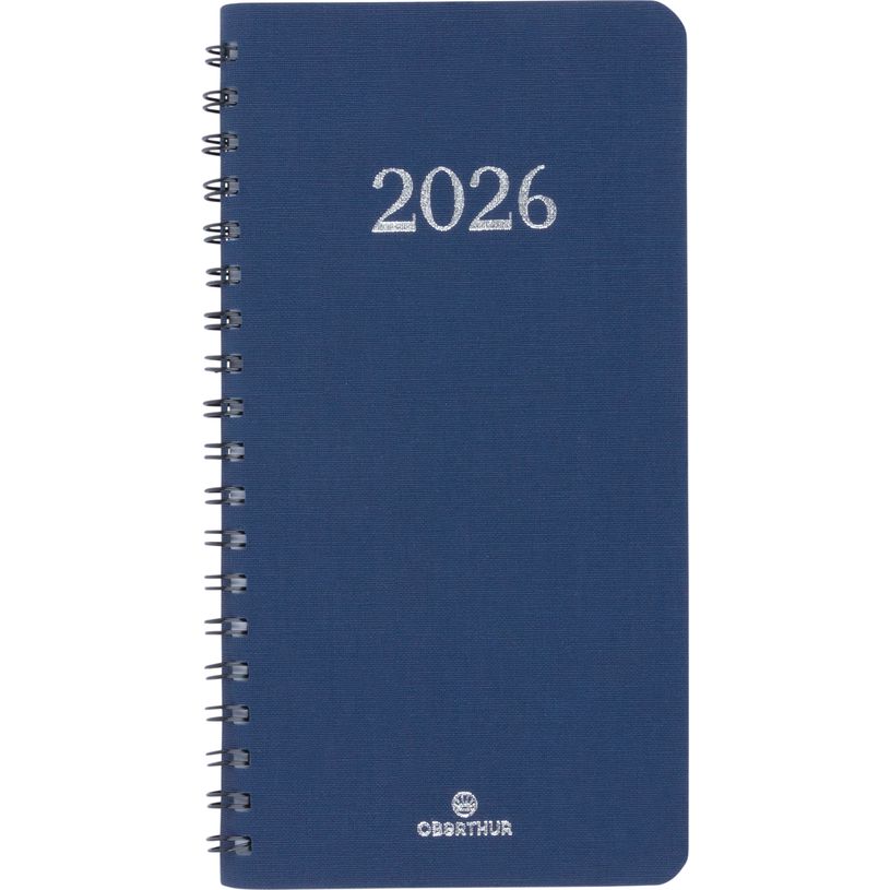 3664447208497-Agenda de poche spiralé Galway - 1 semaine sur 2 pages - 9,5 x 17 cm - bleu marine - Oberthur--0