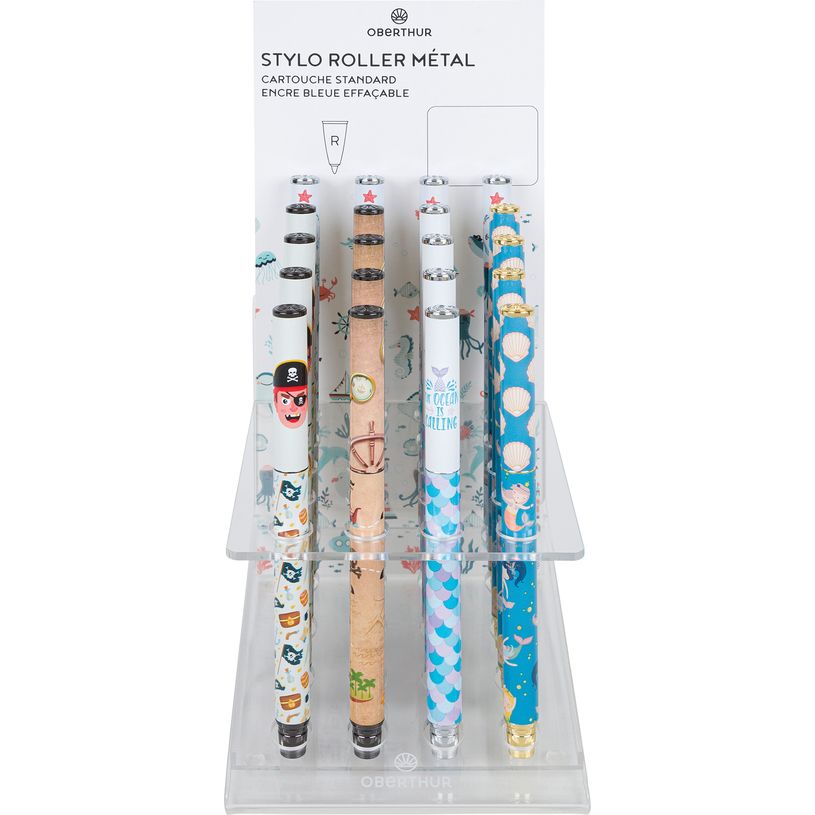 3664447169873-Stylo plume Marin - 5 decors assortis - Oberthur--0