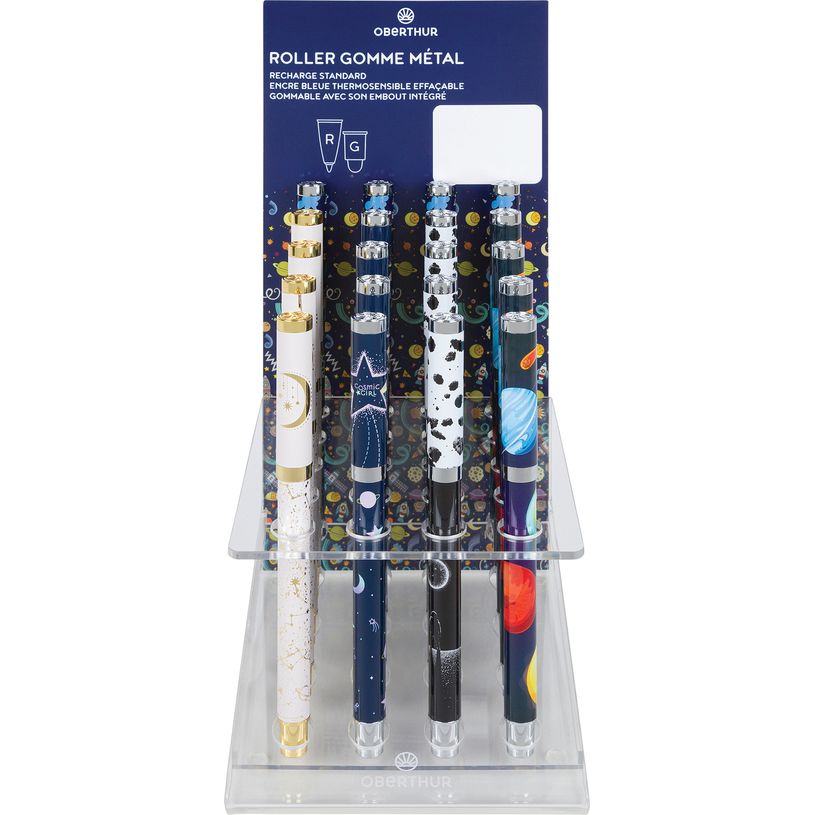 3664447143286-Stylo roller gomme Espace - 5 decors assortis - Oberthur--0