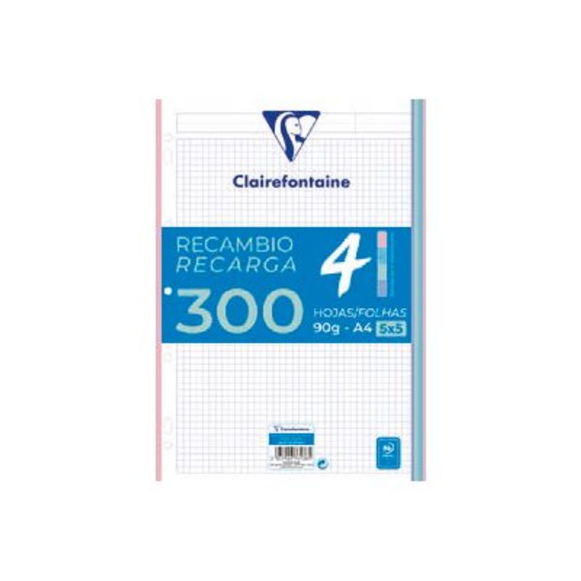 3037926761385-Recambio Clairefontaine A4 300 hojas 5 colores pastel cuadro 5x5 90 g/m²-P_405188458_2-1