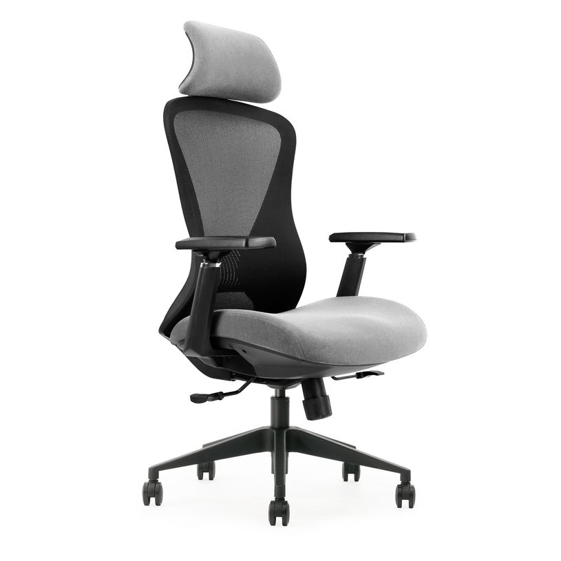 0404051884693-Fauteuil de bureau DESIGNER - Accoudoirs réglables - Appuie-tête - gris et noir-P_405188469_1-0