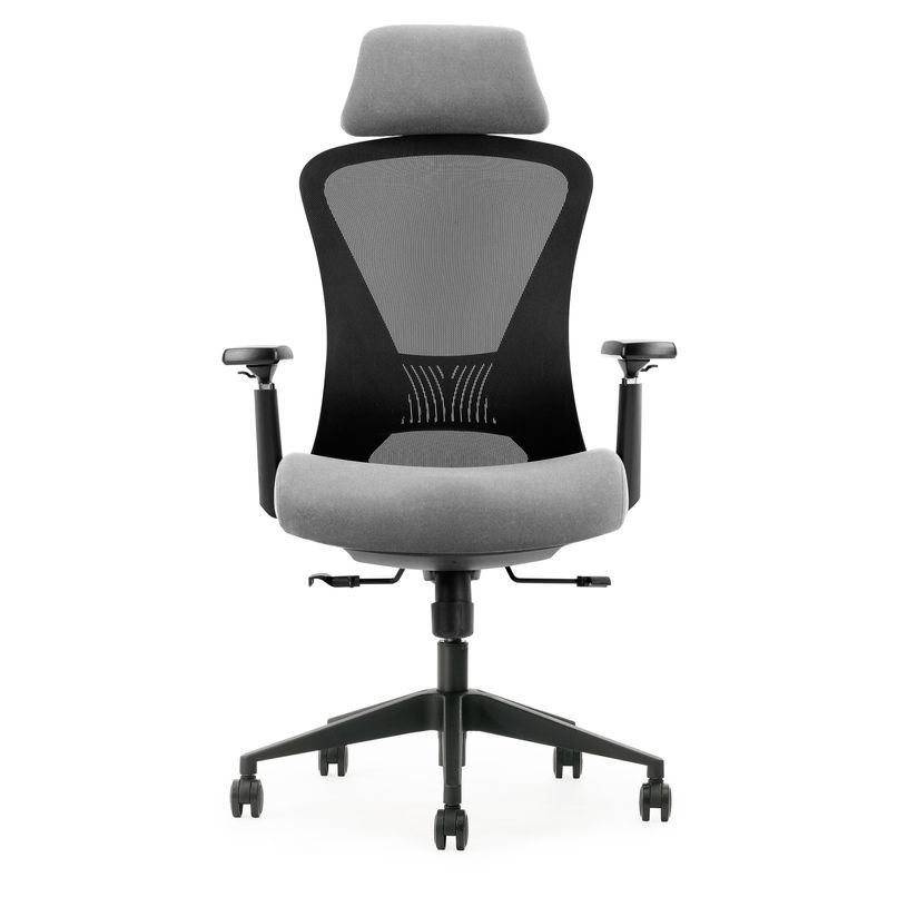 0404051884693-Fauteuil de bureau DESIGNER - Accoudoirs réglables - Appuie-tête - gris et noir-P_405188469_2-1