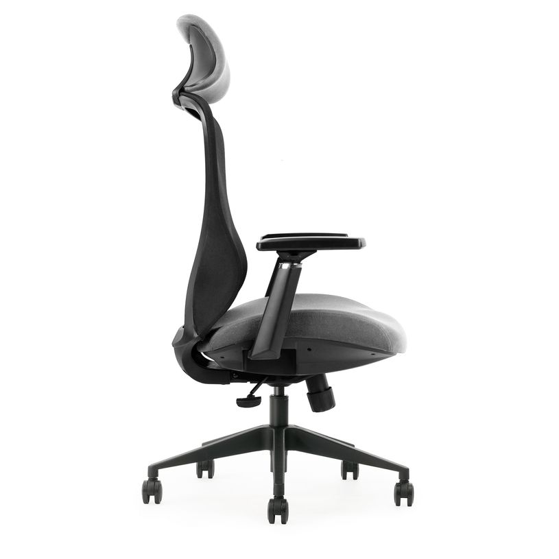 0404051884693-Fauteuil de bureau DESIGNER - Accoudoirs réglables - Appuie-tête - gris et noir-P_405188469_3-2