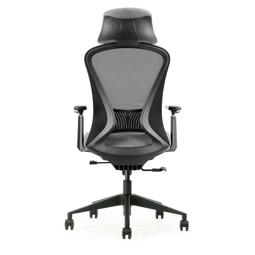 0404051884693-Fauteuil de bureau DESIGNER - Accoudoirs réglables - Appuie-tête - gris et noir-P_405188469_4-3
