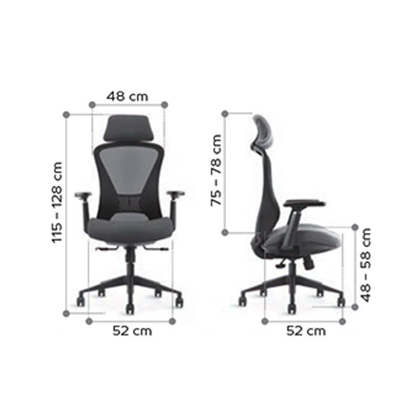 0404051884693-Fauteuil de bureau DESIGNER - Accoudoirs réglables - Appuie-tête - gris et noir-P_405188469_5-4