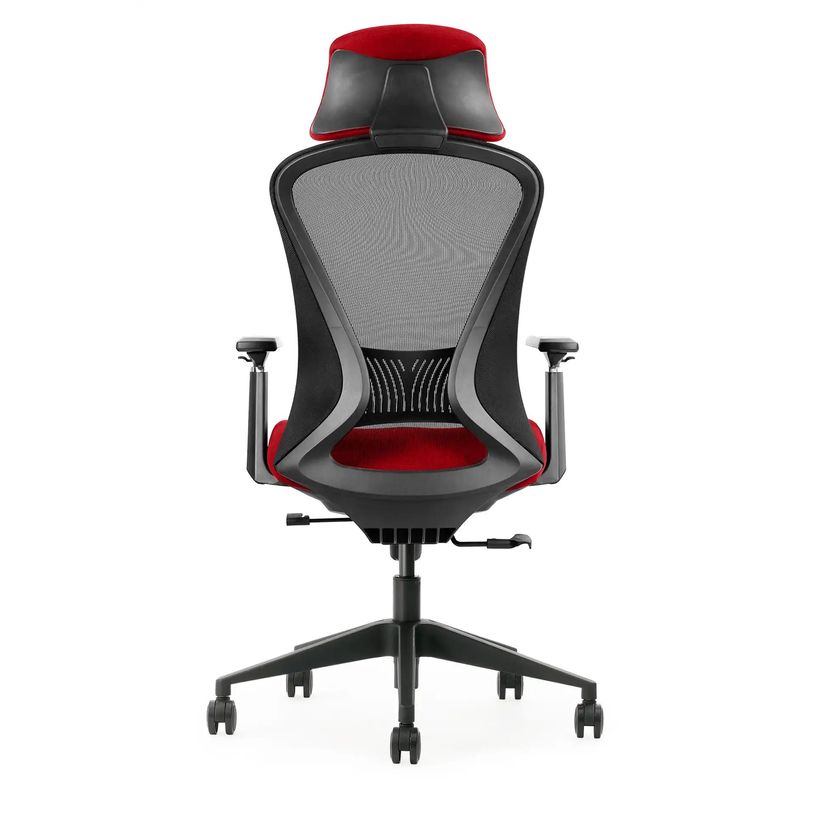 3701338802119-Fauteuil de bureau DESIGNER - Accoudoirs réglables - Appuie-tête - rouge et noir-P_405188470_3-2