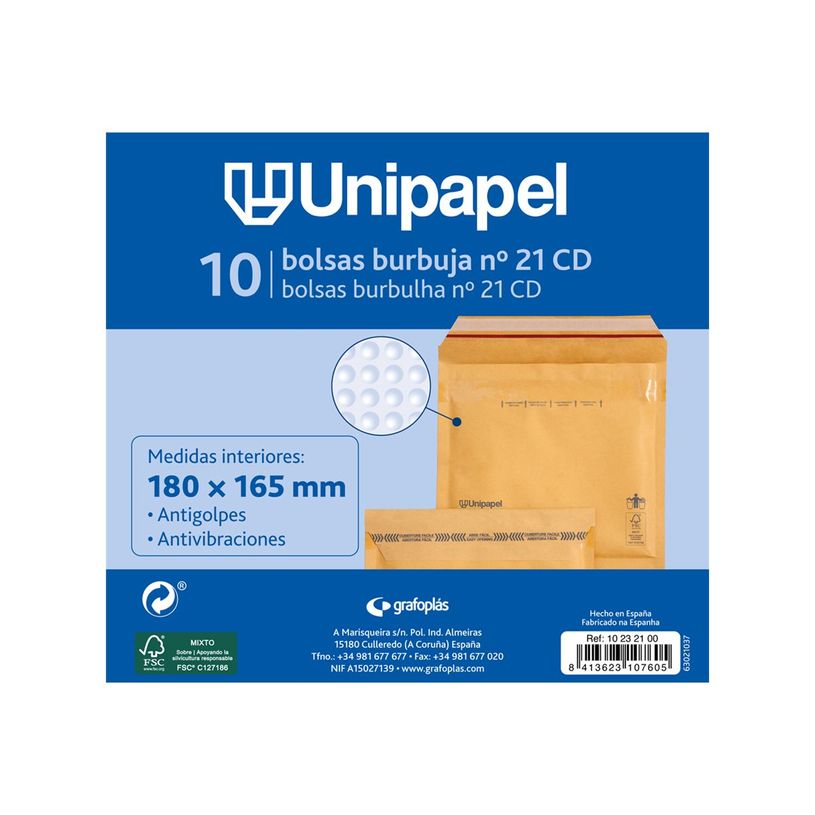 8413623107605-Unipapel - Bolsa burbujas - No. 21 - 180 x 165 mm - cuadrado - extremo abierto - autoadhesivo (Peel & Seal) - plásti-P_405188551_1-0