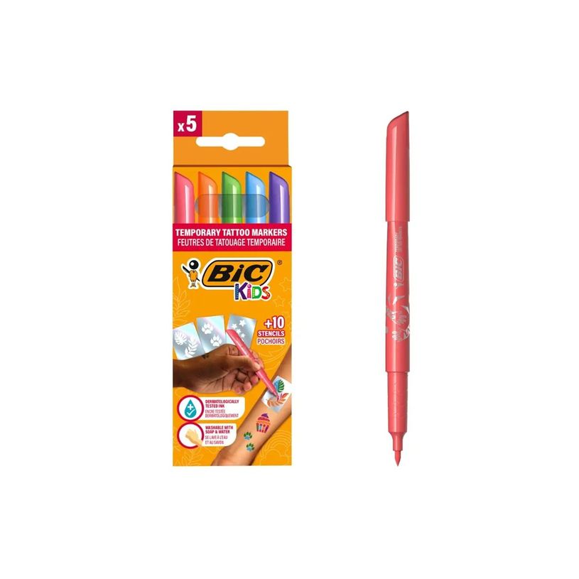 3086123737617-BIC KiDS Temporary Tattoo - Marqueur - non permanent - couleurs assorties-P_405188808_3-1
