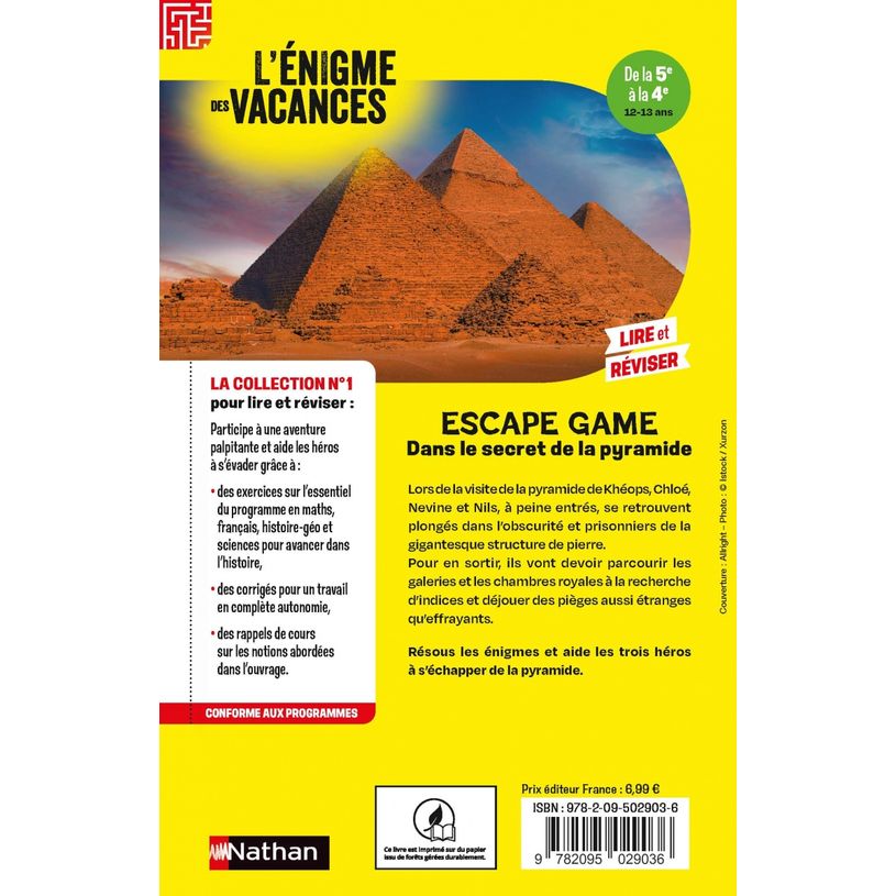 97802095029036-L'énigme des vacances - Escape game : Dans le secret de la pyramide - 5e à la 4e-P_405188890_2-1