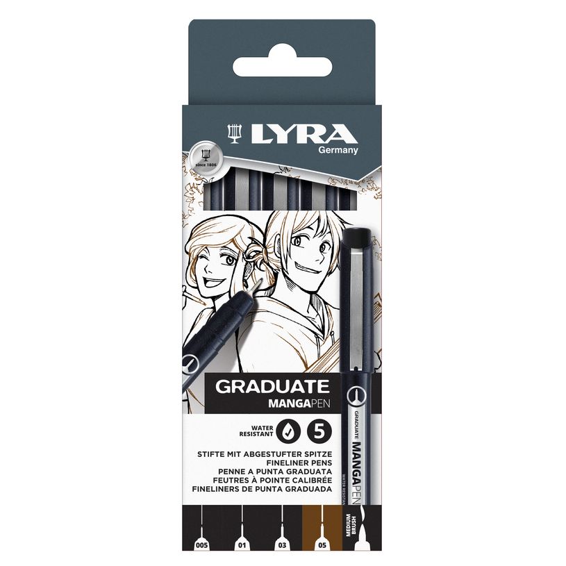 4084900016213-LYRA Graduate Set feutres noir 5 pièces--0