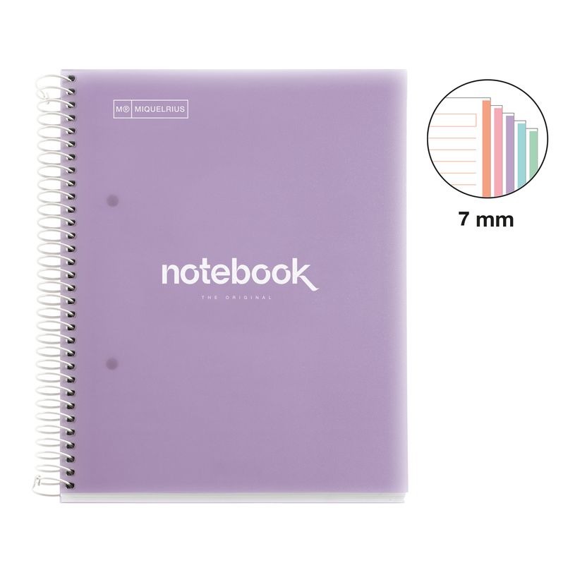 8422593499504-Notebook Emotions, Couverture souple, A5, lignes horizontales 7 mm, 120 feuilles de 5 couleurs, Miquelr--1